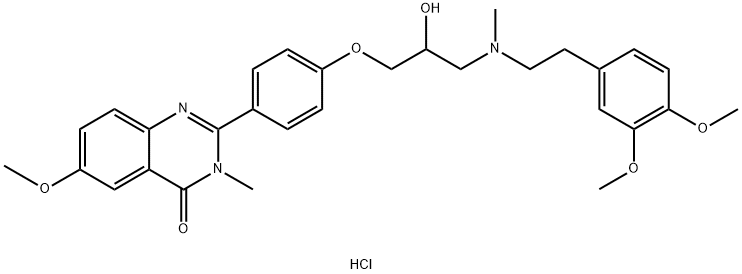 4(3H)-Quinazolinone, 2-(4-(3-((2-(3,4-dimethoxyphenyl)ethyl)methylamin o)-2-hydroxypropoxy)phenyl)-6-methoxy-3-methyl-, dihydrochloride Structural