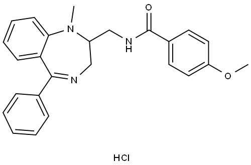 Benzamide, 4-methoxy-N-((1-methyl-5-phenyl-2,3-dihydro-1,4-benzodiazep in-2-yl)methyl)-, monohydrochloride Structural