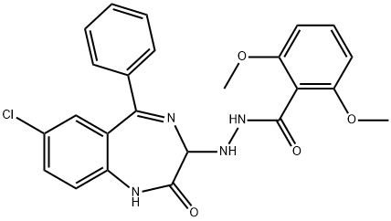 Benzoic acid, 2,6-dimethoxy-, 2-(7-chloro-2,3-dihydro-2-oxo-5-phenyl-1 H-1,4-benzodiazepin-3-yl)hydrazide