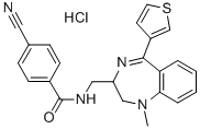 Benzamide, 4-cyano-N-((2,3-dihydro-1-methyl-5-(3-thienyl)-1H-1,4-benzo diazepin-2-yl)methyl)-,monohydrochloride Structural