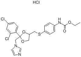 (+/-)-ETHYL-CIS-[4-[[2-(2,4-DICHLOROPHENYL)-2-(1H-IMIDAZOL-1-YLMETHYL)-1,3-DIOXOLAN-4-YL]-METHYLTHIO]PHENYL]-CARBAMATE HYDROCHLORIDE