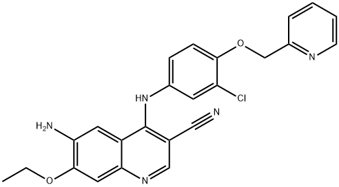 6-amino-4-(3-chloro-4-(pyridin-2-ylmethoxy)phenylamino)-7-ethoxyquinoline-3-carbonitrile Structural