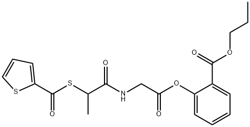 Glycine, N-(1-oxo-2-((2-thienylcarbonyl)thio)propyl)-, 2-(propoxycarbo nyl)phenyl ester