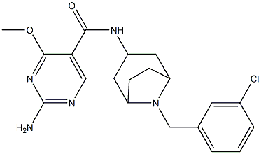 2-Amino-N-(8-(m-chlorobenzyl)-3-beta-nortropanyl)-4-methoxy-5-pyrimidi necarboxamide Structural