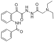 Benzeneacetic acid, 2-(benzoylamino)-alpha-oxo-, 2-((diethylamino)acet yl)hydrazide