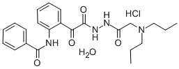 Benzeneacetic acid, 2-(benzoylamino)-alpha-oxo-, 2-((dipropylamino)ace tyl)hydrazide, HCl, H2O Structural