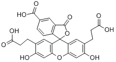 2`,7`-Bis(2-carboxyethyl)-5(6)-carboxyfluorescein Structural