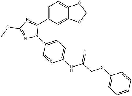 N-[4-[5-(1,3-BENZODIOXOL-5-YL)-3-METHOXY-1H-1,2,4-TRIAZOL-1-YL]PHENYL]-2-(PHENYLTHIO)ACETAMIDE