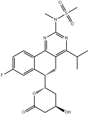 N-[(6S)-8-Fluoro-5,6-dihydro-4-(1-Methylethyl)-6-[(2S,4R)-tetrahydro-4-hydroxy-6-oxo-2H-pyran-2-yl]benzo[h]quinazolin-2-yl]-N-MethylMethanesulfonaMide Structural