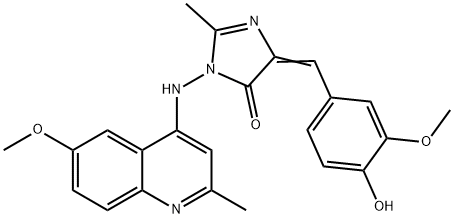 4H-Imidazol-4-one, 3,5-dihydro-5-((4-hydroxy-3-methoxyphenyl)methylene )-3-((6-methoxy-2-2-methyl-4-quinolinyl)amino)-2-methyl-