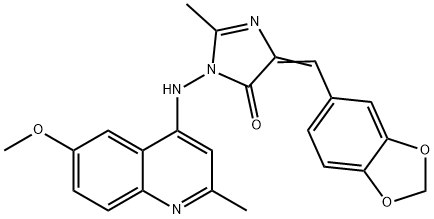 4H-Imidazol-4-one, 3,5-dihydro-5-(1,3-benzodioxol-5-ylmethylene)-3-((( 6-methoxy-2-methyl-4-quinolinyl)amino)-2-methyl-