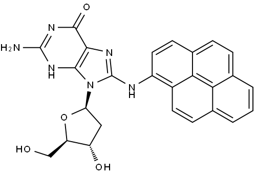 N-(deoxyguanosin-8-yl)-1-aminopyrene Structural