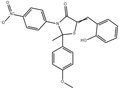 4-Thiazolidinone, 5-((2-hydroxyphenyl)methylene)-2-(4-methoxyphenyl)-2 -methyl-3-(4-nitrophenyl)-