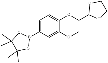 2-[4-([1,3]DIOXOLAN-2-YLMETHOXY)-3-METHOXY-PHENYL]-4,4,5,5-TETRAMETHYL-[1,3,2]DIOXABOROLANE Structural