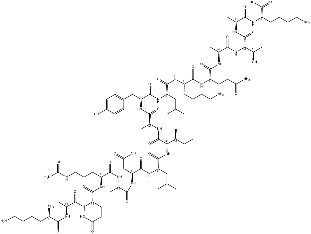 H-Lys-Ala-Glu-Arg-Ala-Asp-Leu-Ile-Ala-Tyr-Leu-Lys-Gln-Ala-Thr-Ala-Lys-OH Structural