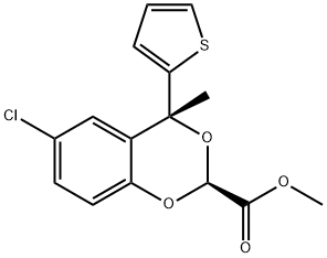 1,3-Benzodioxan-2-carboxylic acid, 6-chloro-4-methyl-4-(2-thienyl)-, m ethyl ester, (E)-