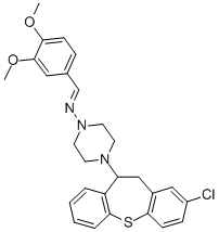 1-Piperazinamine, 4-(2-chloro-10,11-dihydrodibenzo(b,f)thiepin-10-yl)- N-((3,4-dimethoxyphenyl)methylene)-