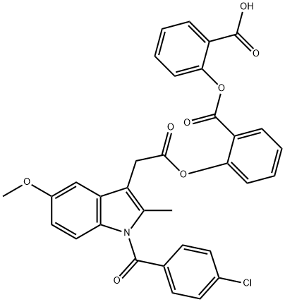 2-((2-carboxyphenoxy)carbonyl)phenyl-1-(4-chlorobenzoyl)-5-methoxy-2-methylindole-3-acetate