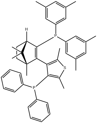 catASium(R)  T2(R),  3-{(1R,4S)-3-[Bis(3,5-dimethylphenyl)phosphanyl]-1,7,7-trimethylbicyclo[2.2.1]hept-2-en-2-yl}-4-diphenylphosphanyl-2,5-dimethylthiophene