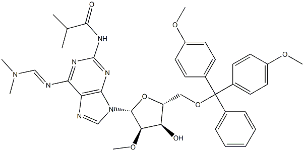 2-AMINO-5'-O-(DIMETHOXYTRITYL)-N6-(DIMETHYLAMINOMETHYLIDENE)-N2-(ISOBUTYRYL)-2'-O-METHYLADENOSINE Structural