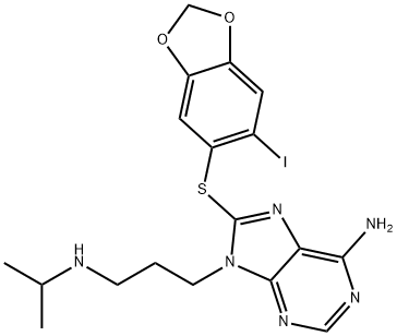 6-Amino-8-[(6-iodo-1,3-benzodioxol-5-yl)thio]-N-(1-methylethyl)-9H-purine-9-propanamine Structural