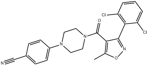 Benzonitrile, 4-[4-[[3-(2,6-dichlorophenyl)-5-methyl-4-isoxazolyl]carbonyl]-1-piperazinyl]- Structural