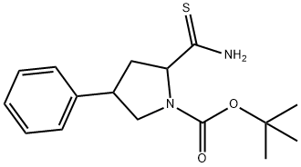 1-BOC-4-PHENYL-PYRROLIDINE-2-CARBOTHIOIC ACID AMIDE Structural