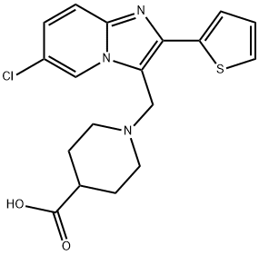 1-(6-CHLORO-2-THIOPHEN-2-YL-IMIDAZO[1,2-A]PYRIDIN-3-YLMETHYL)-PIPERIDINE-4-CARBOXYLIC ACID Structural