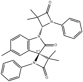 (S)-1'-((R)-3,3-DIMETHYL-4-OXO-1-PHENYLAZETIDIN-2-YL)-3,3,5'-TRIMETHYL-1-PHENYLSPIRO[AZETIDINE-2.3'-INDOLINE]-2',4-DIONE Structural