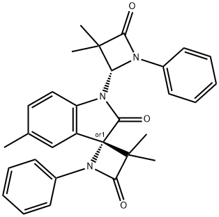 (S)-1'-((S)-3,3-DIMETHYL-4-OXO-1-PHENYLAZETIDIN-2-YL)-3,3,5'-TRIMETHYL-1-PHENYLSPIRO[AZETIDINE-2.3'-INDOLINE]-2',4-DIONE Structural