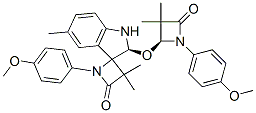 (S)-1-(4-METHOXYPHENYL)-2'-((S)-1-(4-METHOXYPHENYL)-3,3-DIMETHYL-4-OXOAZETIDIN-2-YLOXY)-3,3,5'-TRIMETHYLSPIRO[AZETIDINE-2.3'-INDOLINE]-4-ONE Structural