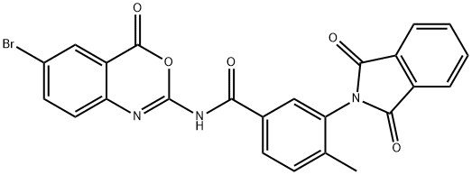 N-(6-BROMO-4-OXO-4H-3,1-BENZOXAZIN-2-YL)-3-(1,3-DIHYDRO-1,3-DIOXO-2H-ISOINDOL-2-YL)-4-METHYL-BENZAMIDE Structural