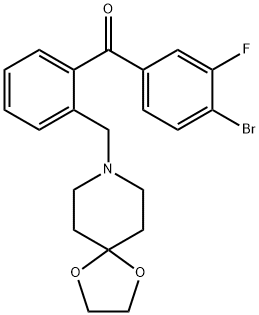 4-BROMO-2'-[8-(1,4-DIOXA-8-AZASPIRO[4.5]DECYL)METHYL]-3-FLUOROBENZOPHENONE Structural