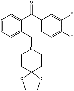 3,4-DIFLUORO-2'-[8-(1,4-DIOXA-8-AZASPIRO[4.5]DECYL)METHYL]BENZOPHENONE Structural