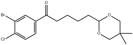 3'-BROMO-4'-CHLORO-5-(5,5-DIMETHYL-1,3-DIOXAN-2-YL)VALEROPHENONE Structural