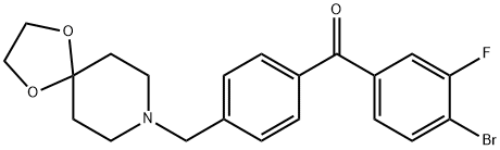 4-BROMO-4'-[8-(1,4-DIOXA-8-AZASPIRO[4.5]DECYL)METHYL]-3-FLUOROBENZOPHENONE Structural