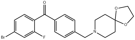 4-BROMO-4'-[8-(1,4-DIOXA-8-AZASPIRO[4.5]DECYL)METHYL]-2-FLUOROBENZOPHENONE Structural