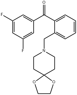 3,5-DIFLUORO-2'-[8-(1,4-DIOXA-8-AZASPIRO[4.5]DECYL)METHYL]BENZOPHENONE Structural