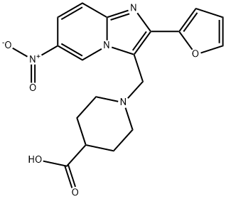 1-(2-FURAN-2-YL-6-NITRO-IMIDAZO[1,2-A]PYRIDIN-3-YLMETHYL)-PIPERIDINE-4-CARBOXYLIC ACID Structural