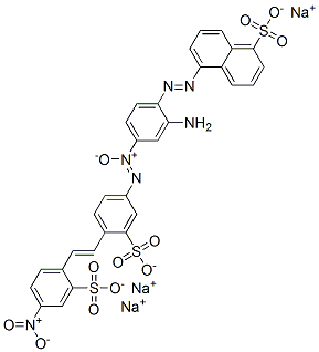 trisodium 5-[[2-amino-4-[[4-[2-(4-nitro-2-sulphonatophenyl)vinyl]-3-sulphonatophenyl]azoxy]phenyl]azo]naphthalene-1-sulphonate       