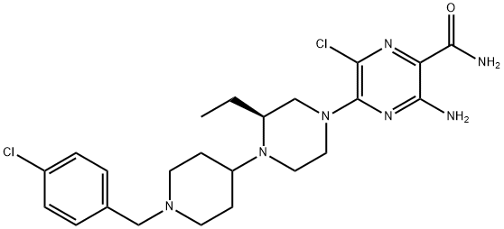 Pyrazinecarboxamide, 3-amino-6-chloro-5-[(3S)-4-[1-[(4-chlorophenyl)methyl]-4-piperidinyl]-3-ethyl-1-piperazinyl]- (9CI)
