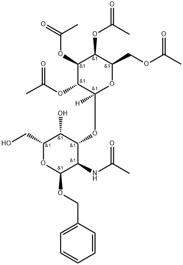 Benzyl2-acetamido-3-O-(2,3,4,6-tetra-O-acetyl-b-D-galactopyranosyl)-2-deoxy-a-D-galactopyranoside Structural