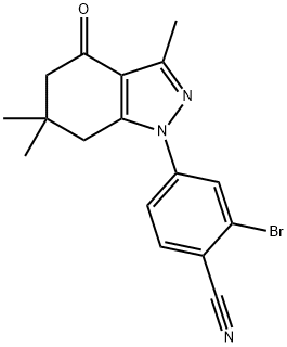 Benzonitrile, 2-broMo-4-(4,5,6,7-tetrahydro-3,6,6-triMethyl-4-oxo-1H-indazol-1-yl)- Structural