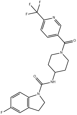 5-FLUORO-N-(1-([6-(TRIFLUOROMETHYL)PYRIDIN-3-YL]CARBONYL)PIPERIDIN-4-YL)INDOLINE-1-CARBOXAMIDE