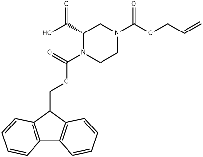 4-ALLYL 1-(9-H-FLUOREN-9-YLMETHYL) HYDROGEN (2S)-PIPERAZINE-1,2,4-TRICARBOXYLATE Structural