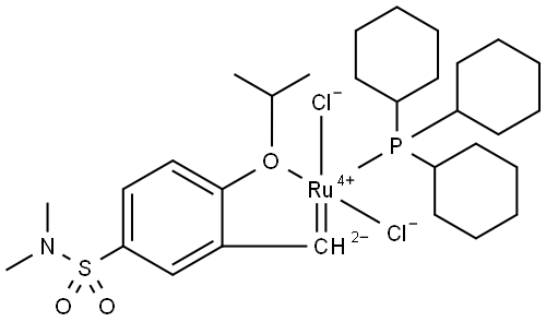 ruthenium, dichloro-[[2-isopropoxy-5-(n-dimethylamino-sulfonyl)phenyl]methylene](tricyclohexylphosphine) Structural
