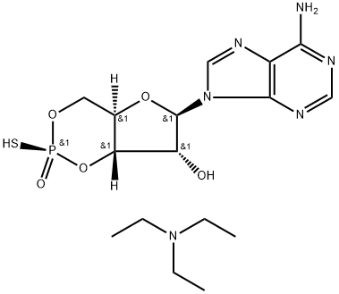 Sp-Adenosine 3′,5′-cyclic monophosphorothioate triethylammonium salt hydrate Structural