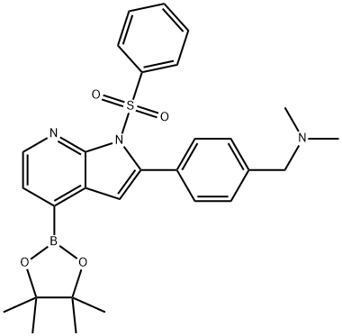 BENZENEMETHANAMINE, N,N-DIMETHYL-4-[1-(PHENYLSULFONYL)-4-(4,4,5,5-TETRAMETHYL-1,3,2-DIOXABOROLAN-2-YL)-1H-PYRROLO[2,3-B]PYRIDIN-2-YL]- Structural