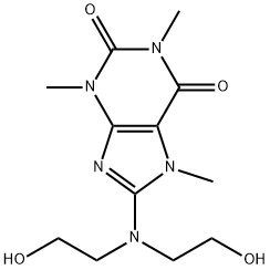 1H-Purine-2,6-dione, 3,7-dihydro-8-(bis(2-hydroxyethyl)amino)-1,3,7-tr imethyl- Structural