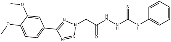 2H-Tetrazole-2-acetic acid, 5-(3,4-dimethoxyphenyl)-, 2-((phenylamino) thioxomethyl)hydrazide